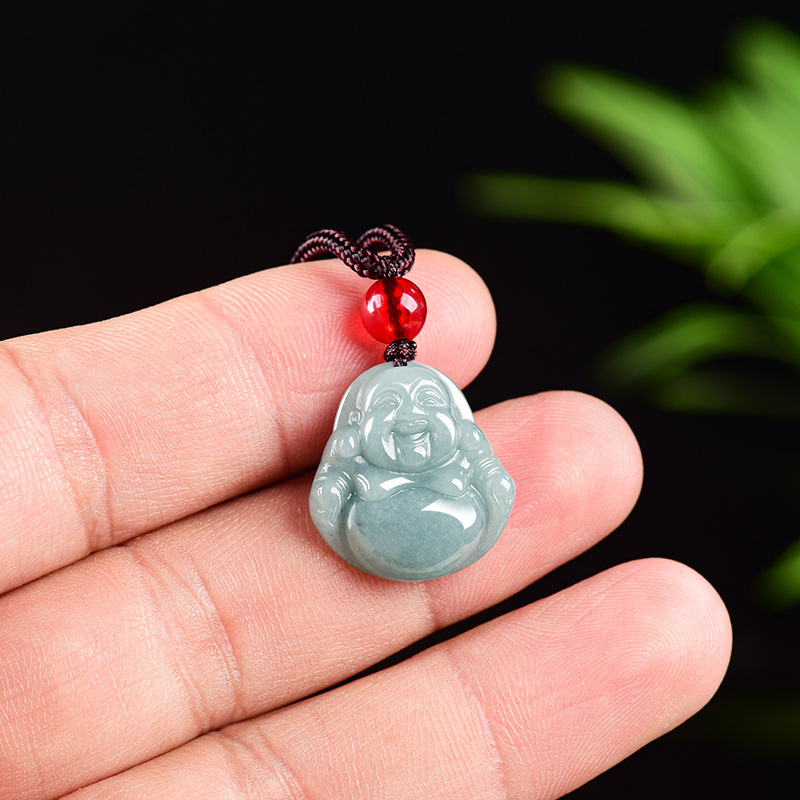 Vintage Necklace - Myanmar Jadeite Guanyin Buddha Pendant Necklace