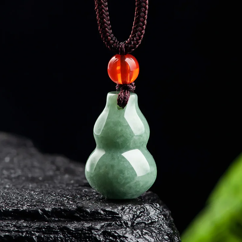 Vintage Necklace - Burmese Jade Gourd Pendant Gift Luxury