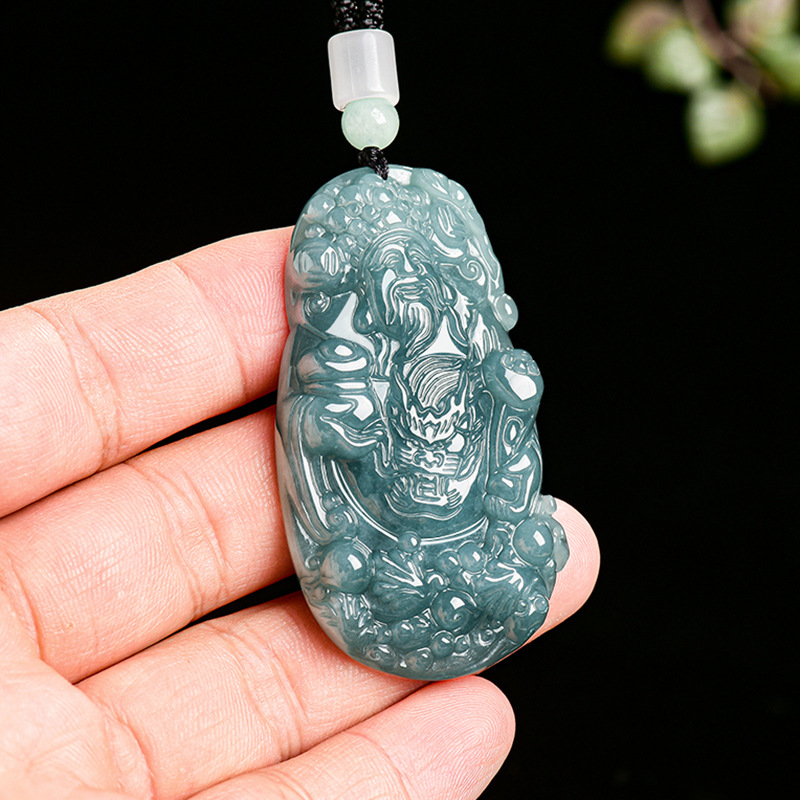 Vintage Necklace - Myanmar Jadeite God of Wealth Pendant