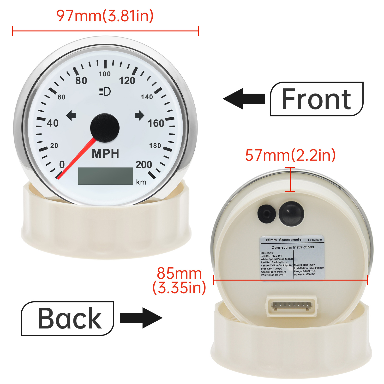 125 200 MPH KMH 85mm Speedomet - огляд і ціна Analog Meter Gauge